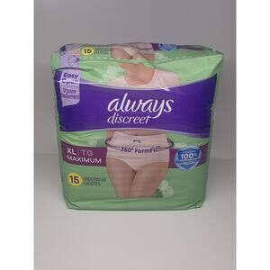 Always Discreet Incontinence Underwear for Women Sz XL Maximum 15 Underwear
